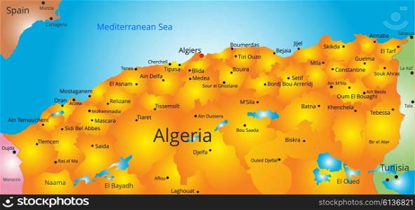 map of Algeria country. Vector color map of Algeria country