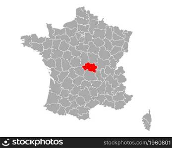 Map of Allier in France