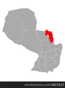 Map of Amambay in Paraguay