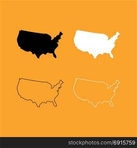 Map of America set black and white icon .