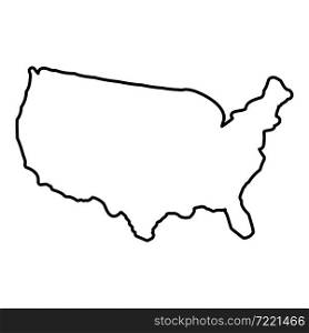 Map of America United Stated USA contour outline icon black color vector illustration flat style simple image. Map of America United Stated USA contour outline icon black color vector illustration flat style image
