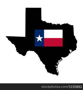 Map of american state of texas with flag isolated on white background. Flat, vector illustration.. Map of american state of texas with flag isolated on white background. Flat, vector illustration