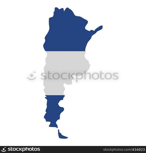 Map of Argentina in Argentinian flag colors icon flat isolated on white background vector illustration. Map of Argentina in Argentinian flag colors icon