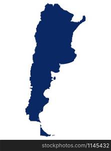 Map of Argentina in blue colour