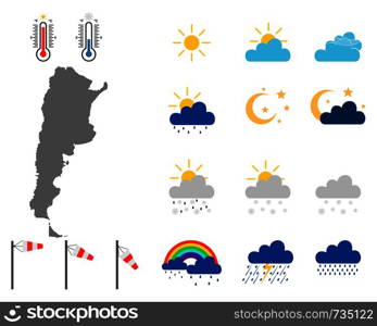 Map of Argentina with weather symbols