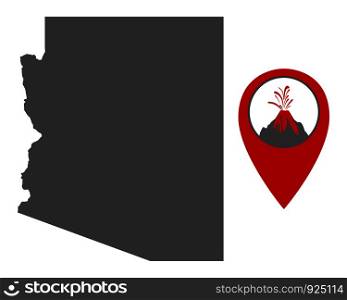Map of Arizona with volcano locator