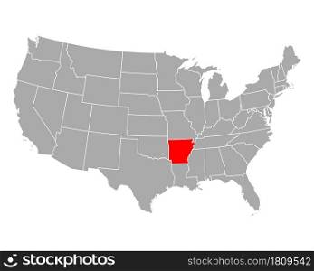 Map of Arkansas in USA