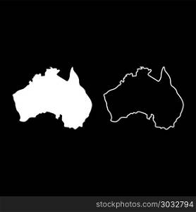 Map of Australia icon set white color vector illustration flat style simple image outline