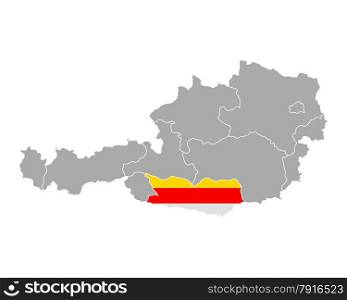 Map of Austria with flag of Carinthia
