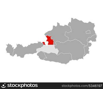 Map of Austria with flag of Salzburg
