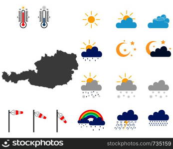 Map of Austria with weather symbols