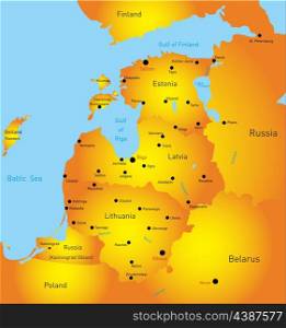 Map of Baltic region countries
