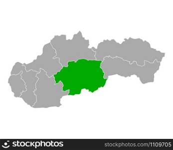 Map of Banskobystricky kraj in Slovakia