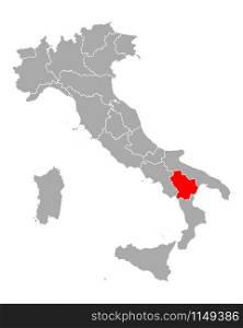 Map of Basilicata in Italy