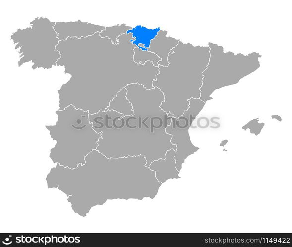 Map of Basque Country in Spain