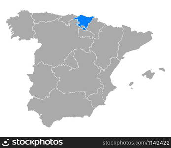 Map of Basque Country in Spain