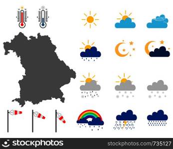 Map of Bavaria with weather symbols