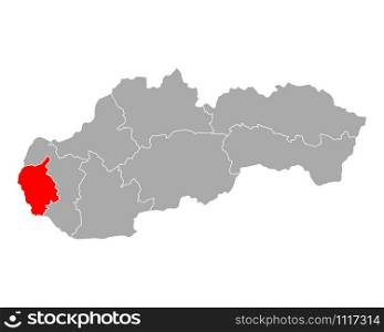 Map of Bratislavsky kraj in Slovakia