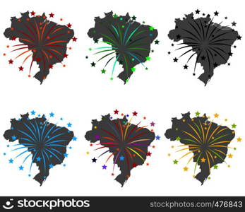 Map of Brazil with fireworks