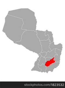 Map of Caazapa in Paraguay