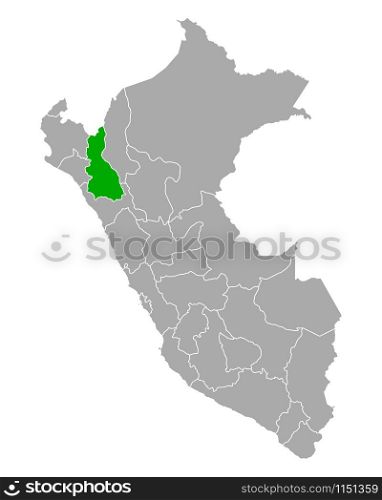 Map of Cajamarca in Peru