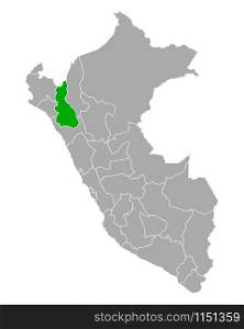 Map of Cajamarca in Peru