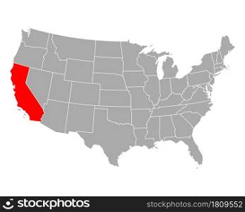 Map of California in USA
