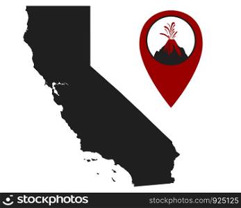 Map of California with volcano locator
