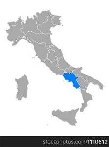 Map of Campania in Italy