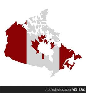 Map of Canada in national flag colors icon flat isolated on white background vector illustration. Map of Canada in national flag colors icon