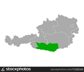 Map of Carinthia in Austria