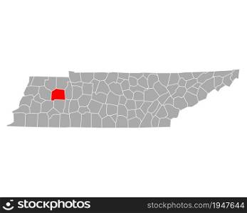 Map of Carroll in Tennessee