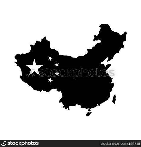 Map of China icon in simple style isolated on white. Map of China icon, simple style