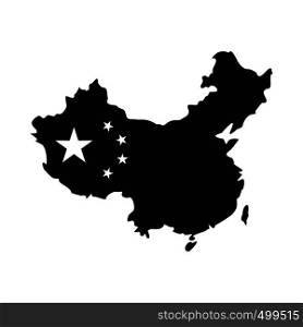 Map of China icon in simple style isolated on white. Map of China icon, simple style