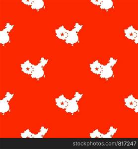 Map of China pattern repeat seamless in orange color for any design. Vector geometric illustration. Map of China pattern seamless