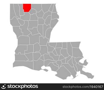 Map of Claiborne in Louisiana
