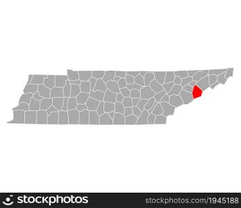 Map of Cocke in Tennessee