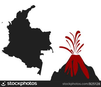 Map of Colombia with volcano