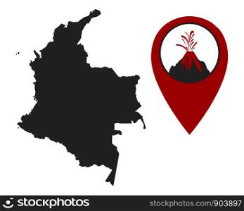 Map of Colombia with volcano locator