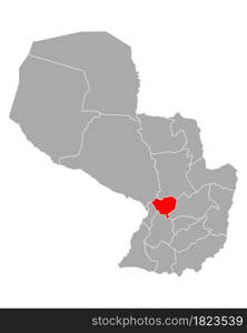 Map of Cordillera in Paraguay