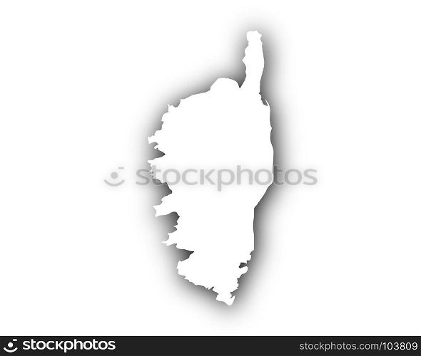 Map of Corsica with shadow