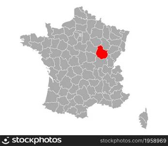 Map of Cote-d Or in France