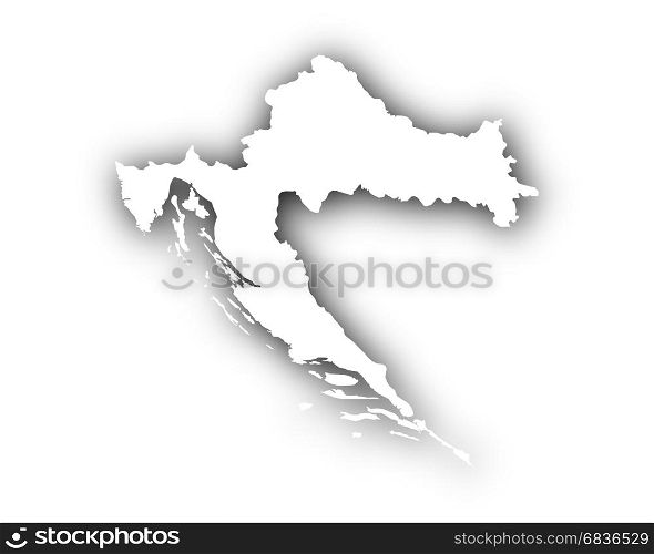 Map of Croatia with shadow