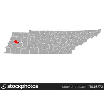 Map of Crockett in Tennessee