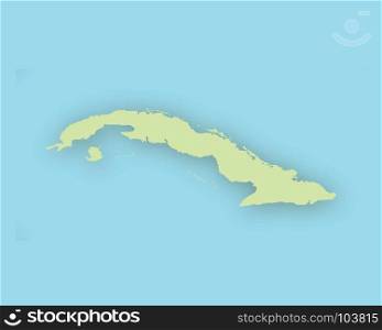 Map of Cuba with shadow