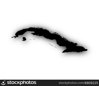 Map of Cuba with shadow