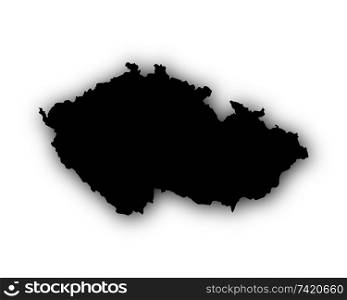 Map of Czech Republic with shadow