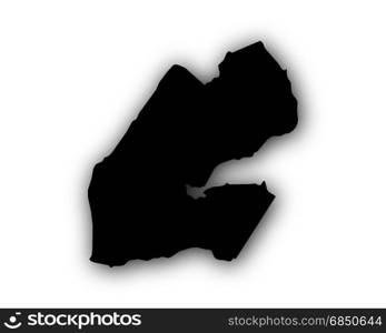 Map of Djibouti with shadow