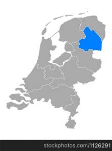 Map of Drenthe in Netherlands