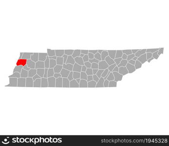 Map of Dyer in Tennessee